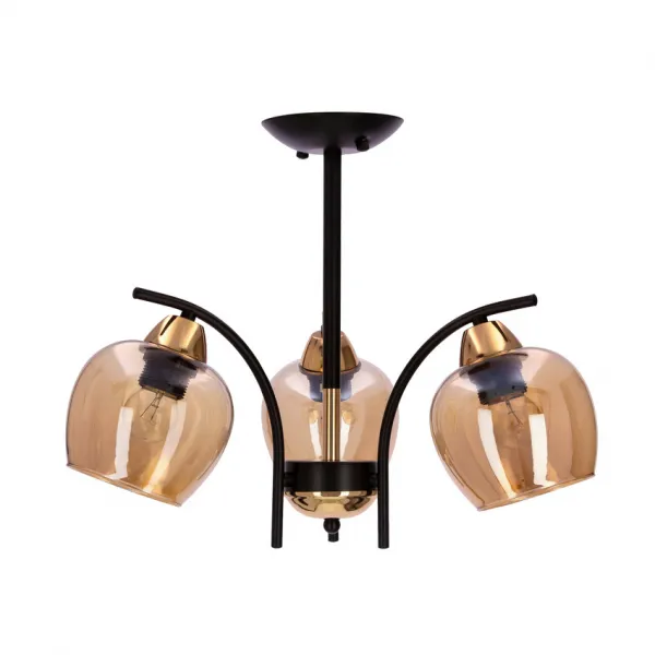 Závesná lampa MERRA čierna 3x40W E27 jantárové tienidlo