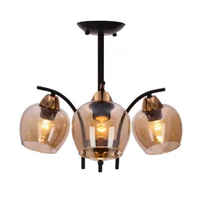 Závesná lampa MERRA čierna 3x40W E27 jantárové tienidlo