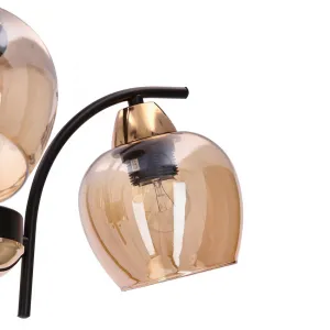 Závesná lampa MERRA čierna 3x40W E27 jantárové tienidlo