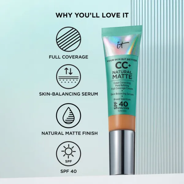 IT Cosmetics Your Skin But Better CC+ Natural Matte CC krém pre matný vzhľad SPF 40 Neutral Tan 32 ml