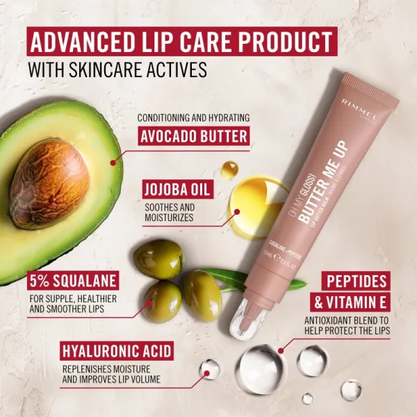 Rimmel Oh My Gloss! Butter Me Up hydratačný balzam na pery odtieň 002 Bubble Gum 15 ml