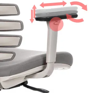 MERCURY Ergonomická kancelárska stolička FISH BONES s opierkou hlavy, sivý plast, 26-64 sivá, 3D podrúčky