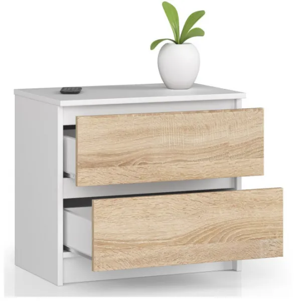 Ak furniture Komoda Liv 60 cm biela/dub sonoma