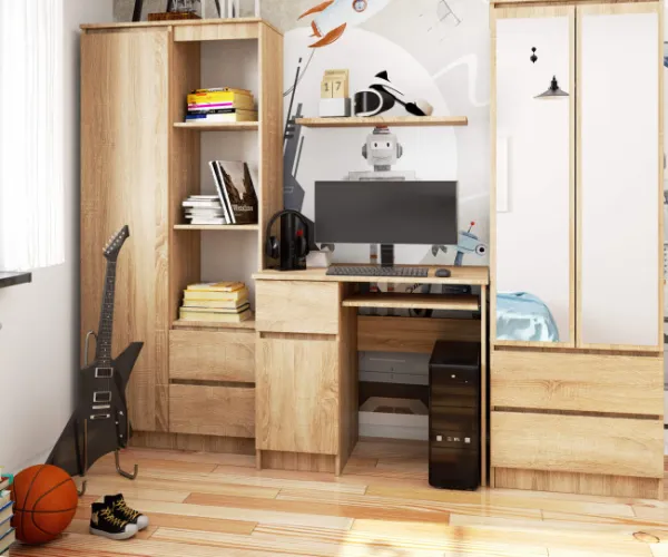 Ak furniture Psací stůl PIKSEL 90 cm dub sonoma ľavý