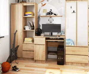 Ak furniture Psací stůl PIKSEL 90 cm dub sonoma ľavý