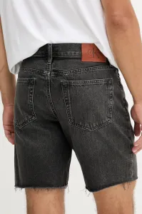 Rifľové krátke nohavice Calvin Klein Jeans čierna farba, LV04RB791G