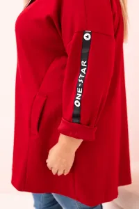 Legínovo Dámska mikina Plus Size s viskózou na zips s kapucňou béžová Farba: Červená, Veľkosť: UNI