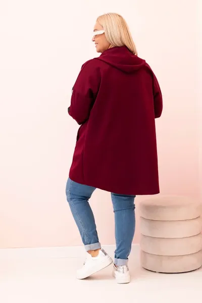 Legínovo Dámska mikina Plus Size s viskózou na zips s kapucňou béžová Farba: Slivková, Veľkosť: UNI