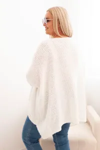 Kesi Włoski Dámsky sveter Plus Size z akrylom vo voľnom strihu a rukávom 3/4 ecru