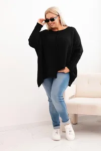 Legínovo Dámsky sveter Plus Size s akrylom vo voľnom strihu a 3/4 rukávom hnedý Farba: Čierna, Veľkosť: UNI