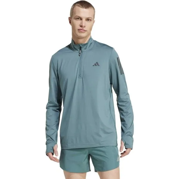 adidas OWN THE RUN HALF-ZIP Pánske bežecké tričko, tyrkysová, veľkosť