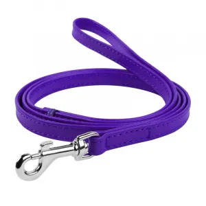 Ploché kožené vodítko fialovej farby 122cm, šírka: 12 mm