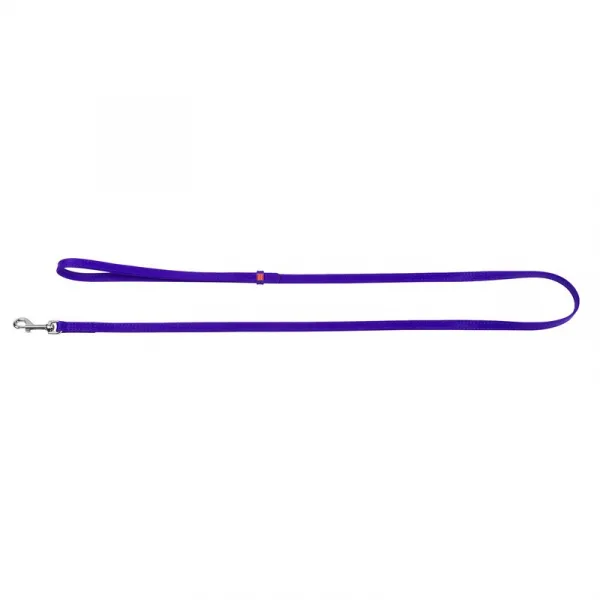 Ploché kožené vodítko fialovej farby 122cm, šírka: 12 mm