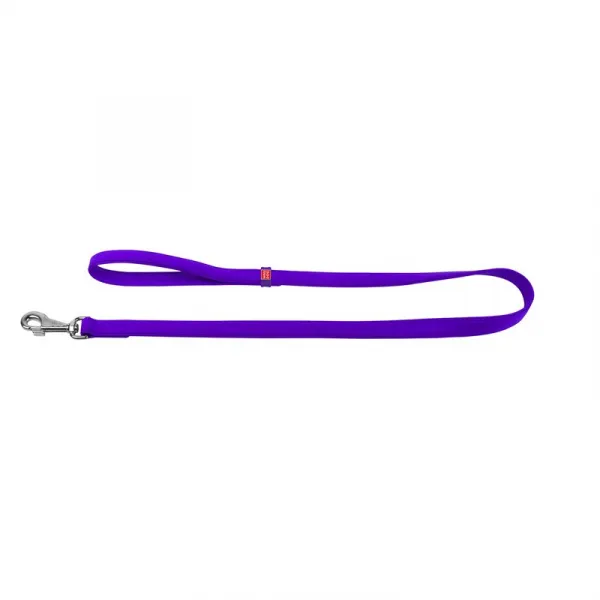 Ploché kožené vodítko fialovej farby 122cm, šírka: 12 mm