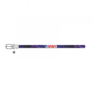 Kožený obojok so vzorom NASA 21 biely, Obvod krku: 21-29 cm, širka: 12 mm