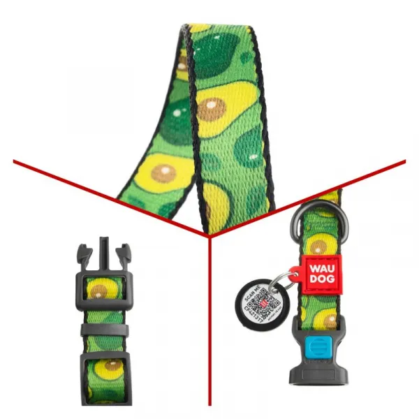 Nylonový obojok s QR kódom avokádo, Varianta: M