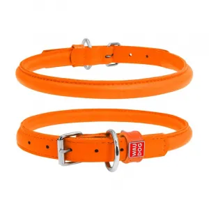 Okrúhly kožený obojok oranžový, Obvod krku: 33-41cm, šírka obojku: 8mm
