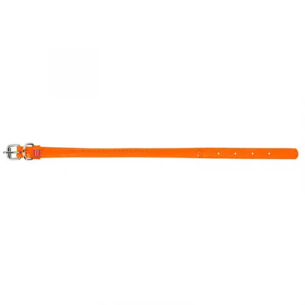 Okrúhly kožený obojok oranžový, Obvod krku: 33-41cm, šírka obojku: 8mm