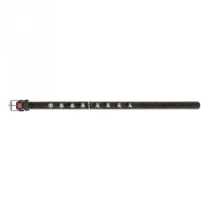 Plochý kožený obojok Soft s ostňami čierno béžový, Obvod krku: dĺžka: 46 - 60 cm, šírka: 35 mm