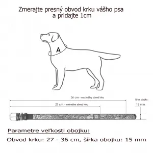Kožený obojok so vzorom ETHNO čierny, Obvod krku: 21-29 cm, širka: 12 mm