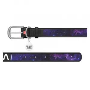 Kožený obojok so vzorom NASA 21 čierny, Obvod krku: 21-29 cm, širka: 12 mm