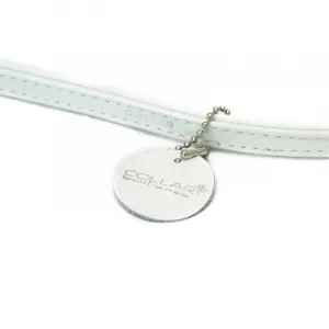 Lesklé biele kožené vodítko 122cm, šírka: 25 mm