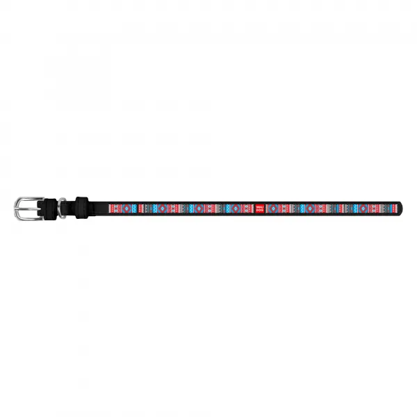Kožený obojok so vzorom ETHNO čierny, Obvod krku: 21-29 cm, širka: 12 mm