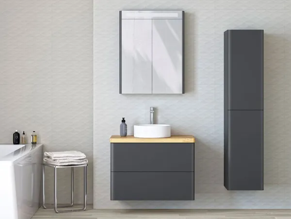 Mereo Siena, kúpeľňová galérka 64 cm, zrkadlová skrinka, antracit mat CN436GA