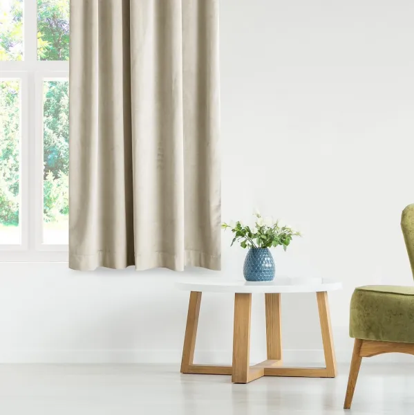 Záves AmeliaHome Velvet s multifunkčnou páskou svetlo béžový, veľkosť 140x270