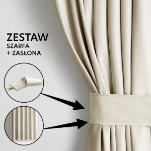 Záves AmeliaHome Velvet s multifunkčnou páskou svetlo béžový, veľkosť 140x270