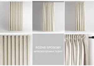Záves AmeliaHome Velvet s multifunkčnou páskou svetlo béžový, veľkosť 140x270