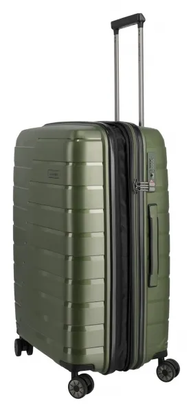 Stredný škrupinový kufor na kolieskach Travelite Air Base M Olive