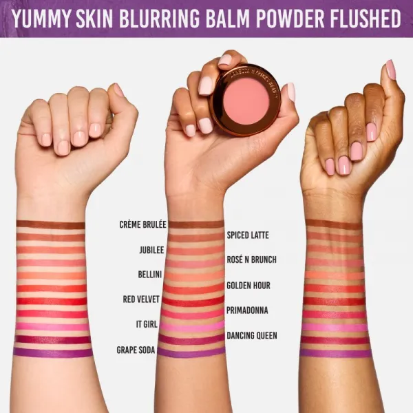 Danessa Myricks Beauty Yummy Skin Blurring Balm Powder Flushed tónovací balzam na pery a líca odtieň Grape Soda 6 g