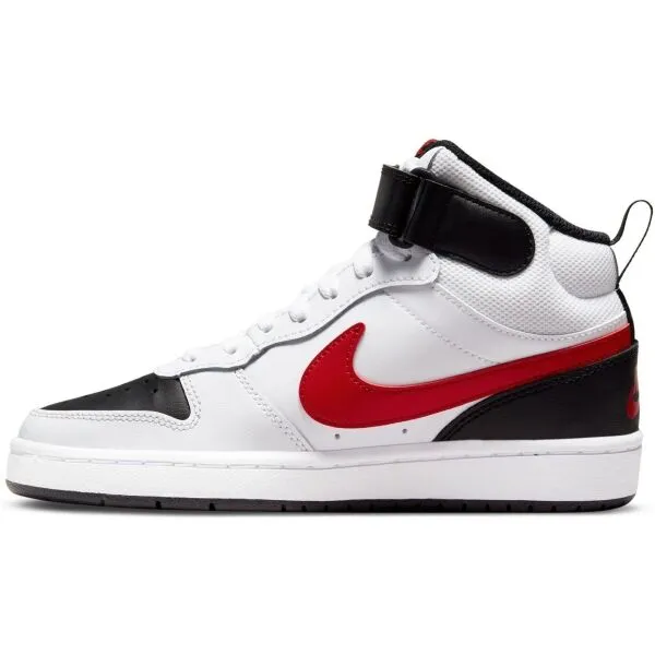 Chlapčenská rekreačná obuv NIKE Court Borough Mid 2 white black university red