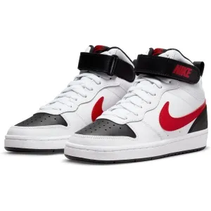 Chlapčenská rekreačná obuv NIKE Court Borough Mid 2 white black university red