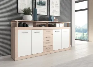 Vivaldi Komoda Luna 190 cm dub sonoma/bílá
