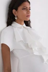 Košeľa Karl Lagerfeld Front Ruffle Sslv Poplin Shirt White