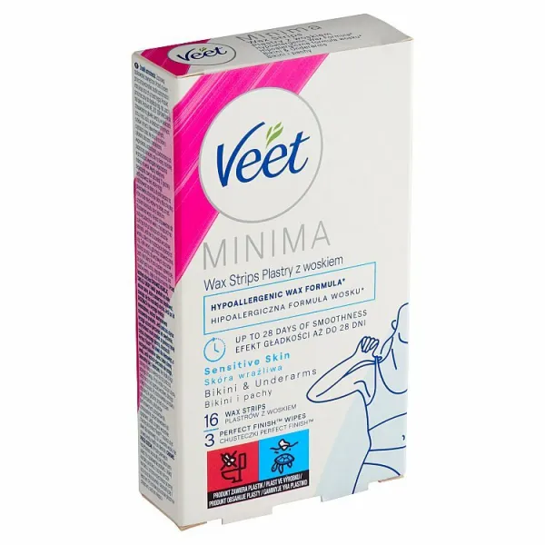 Veet Minima Hypoalergénne voskové pásiky bikiny a podpazušie a obrúsky 16 ks 1bal.