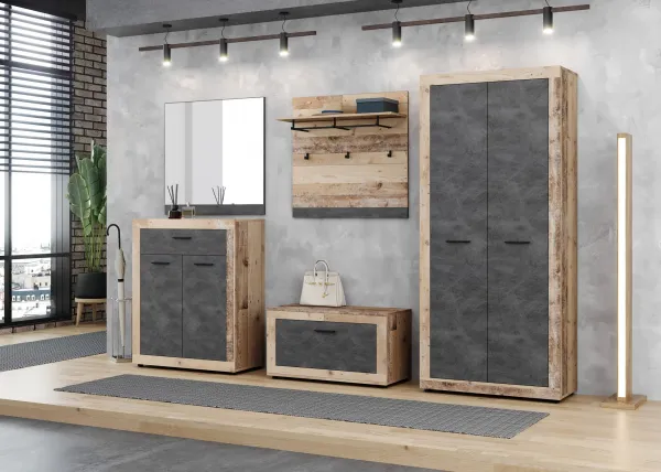 Vivaldi Botník Luna 90 cm dub Matera svetlý/šedý