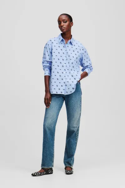Blúzka Karl Lagerfeld Ikon Aop Print Blouse Kentucky Blue Stripe