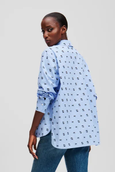 Blúzka Karl Lagerfeld Ikon Aop Print Blouse Kentucky Blue Stripe