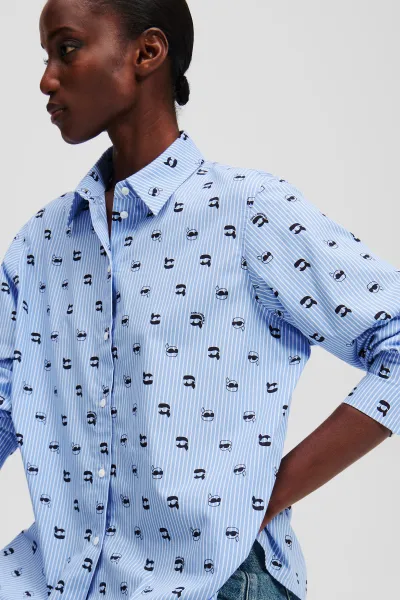 Blúzka Karl Lagerfeld Ikon Aop Print Blouse Kentucky Blue Stripe