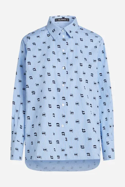 Blúzka Karl Lagerfeld Ikon Aop Print Blouse Kentucky Blue Stripe