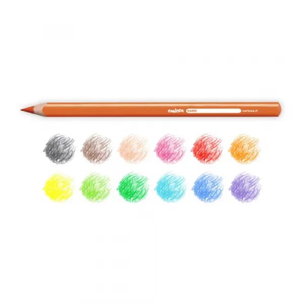 Farbičky Colored Pencils MAXI trojhranné, drevené, nelámavé 12ks-CARIOCA + Farebné strúhatko univerzálne 3ks-CARIOCA