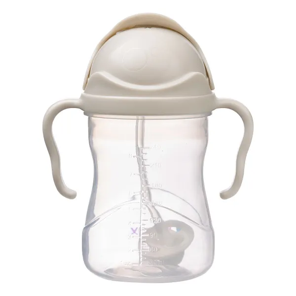 Hrnček so slamkou - béžový 240 ml