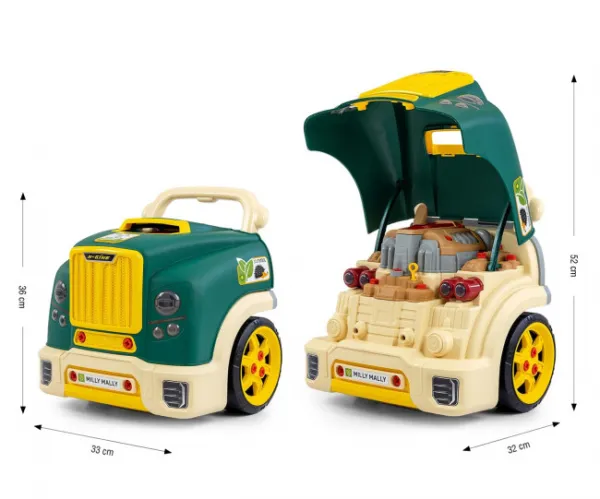 Realistický model prednej časti auta s otváracou kapotou Milly Mally N-GINE green