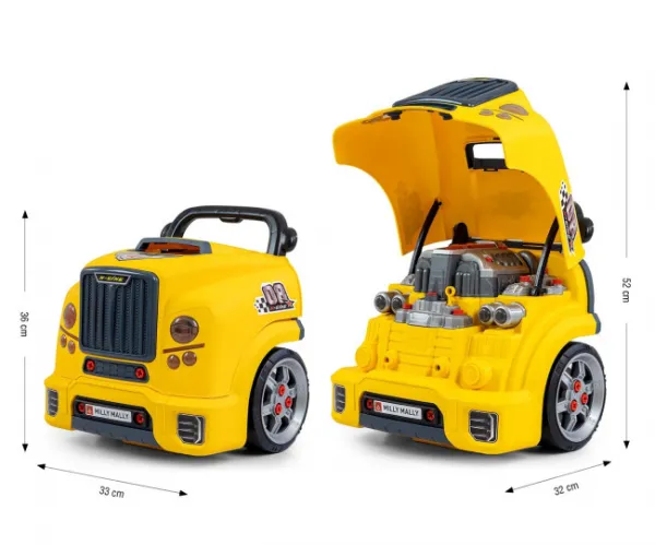 Realistický model prednej časti auta s otváracou kapotou Milly Mally N-GINE yellow