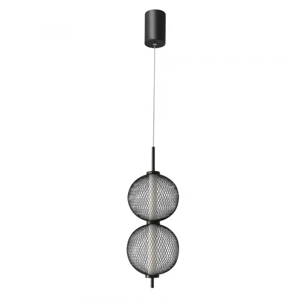 Závesná lampa PUMA s drôteným tienidlom a guľovými tienidlami 14 x 38 cm – dizajnové LED osvetlenie obývačky 3000K