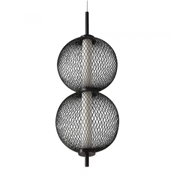 Závesná lampa PUMA s drôteným tienidlom a guľovými tienidlami 14 x 38 cm – dizajnové LED osvetlenie obývačky 3000K