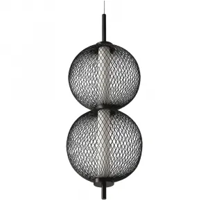 Závesná lampa PUMA s drôteným tienidlom a guľovými tienidlami 14 x 38 cm – dizajnové LED osvetlenie obývačky 3000K